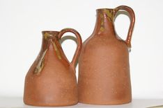 Wheel Hand Pulled, Red Clay, Glazed Top, Decorative, Breathable, 2 Jugs W Corks 2 small