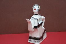 Porcelain Teapot Girl W Frosted Bob In Black 2 Piece Lace Suit 2 small