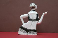 Porcelain Teapot Girl W Frosted Bob In Black 2 Piece Lace Suit 3 small