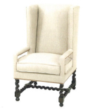 Upholstered Barley Twist Wing Back Lounge Chair 4 small