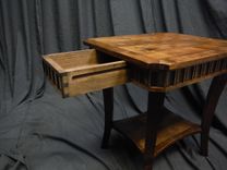 Alder Side Tables With Walnut Stain And Carving 2 small