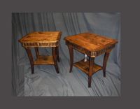 Alder Side Tables With Walnut Stain And Carving 1 small
