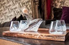 White Speckle J.R. Revolving Wine Decanter & Glasses 2 small