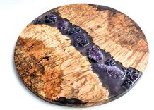 Maple Burl + Amethyst Crystal Enchanted River 18" Round Wall Art 1 small