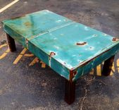 Modern Industrial Metal Coffee Table From Car Hood 2 small