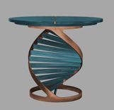 "Helix" Table, Steel And Wood 6 small