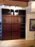 Sapelle And Black Paint Murphy Bed With Open Shelves 3 small