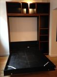 Sapelle And Black Paint Murphy Bed With Open Shelves 5 small