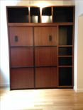 Sapelle And Black Paint Murphy Bed With Open Shelves 6 small