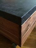 Reclaimed Barn Wood Table Concrete Top Vintage Casters 4 small