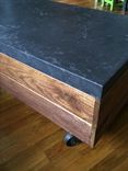 Reclaimed Barn Wood Table Concrete Top Vintage Casters 1 small