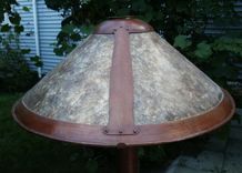 Arts & Crafts Style Hammered Copper Floor Lamp With Mica Shade 1 small