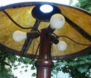 Arts & Crafts Style Hammered Copper Floor Lamp With Mica Shade 4 small