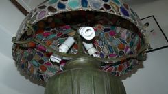 Cast Bronze Table Lamp With Geode Slice Shade 3 small