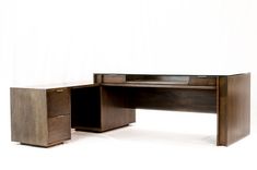 Glass Top, Executive Desk, Modern Style, Birch Wood Desk 1 small
