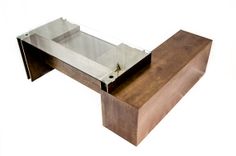 Glass Top, Executive Desk, Modern Style, Birch Wood Desk 2 small