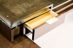 Glass Top, Executive Desk, Modern Style, Birch Wood Desk 3 small