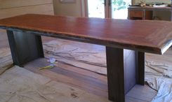 Steel & Bubinga Live Edge 42" Tall Work/Display Table 2 small