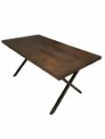 Handcrafted Reclaimed Plank Extendable Dining Table With Steel Legs 2 small