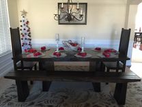 Dining Room With Chairs And Benches. 1 small