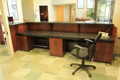 Custom Made Zodiac And Walnut Reception Desk 1 small