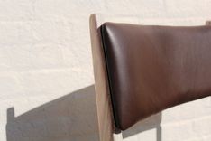 Brown Leather Stainless Steel Pickled Oak Low Back Chair 3 small