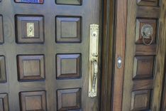 Solid Oak Front Entry Door. 4 small
