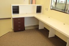 Custom Made U Shapped Plastic Laminate Reception Counter 1 small
