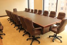 Custom Made Leather And Sapele Mahogany Executive Conference Table 2 small