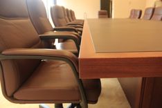 Custom Made Leather And Sapele Mahogany Executive Conference Table 1 small