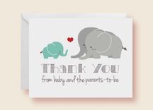 Gender Neutral Elephant Baby Shower Thank-You Cards 1 small