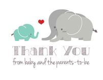 Gender Neutral Elephant Baby Shower Thank-You Cards 2 small
