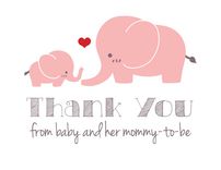 Pink Elephant Baby Shower Thank-You Cards - Set Of 10 2 small