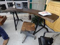 Live Edge Hickory Wood Industrial Steel Desk 1 small