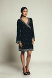 Embroidered Cotton Silk Wrap Dress 1 small