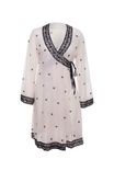 Embroidered Cotton Silk Wrap Dress 2 small