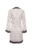 Embroidered Cotton Silk Wrap Dress 3 small