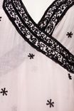 Embroidered Cotton Silk Wrap Dress 4 small