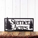 Personalized Metal House Name Sign with Pine Trees 1 small