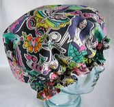 Waterproof Retro Shower Cap Tattoo Flash Mermaid Flying Swallow Anchors Roses Lightning Bolt 4 small