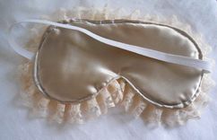 Satin Lined Sleepmask - Retro Shabby Chic Blue Floral With Cream Lace Trim - Bath And Beauty 3 small