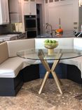 Modern Dining/Banquette Table In Steel And Glass. 1 small
