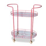 Vintage Coral Pink Metal Tea Cart 1 small