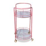 Vintage Coral Pink Metal Tea Cart 3 small