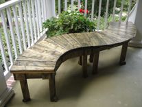 46 Inch Wide Pine And Spruce Hand Crafted Fan Bench Or Table For Inside Or Porch Use 2 small