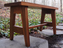 Solid Mahogany Bench Seat Or Accent Table In A Contemporary Style. 2 small
