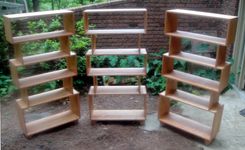 Solid Cherry Mid Century Bookcase Or Room Divider With Extra High Bottom Shelf Custom Made 3 small