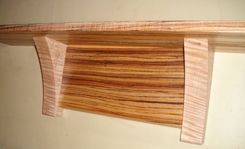 35 Inch Wall Shelf Made From Exotic Zebrawood And Tiger Maple 3 small