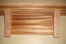 35 Inch Wall Shelf Made From Exotic Zebrawood And Tiger Maple 1 small