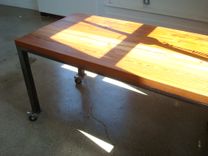 Wood And Steel Desk On Casters 2 small